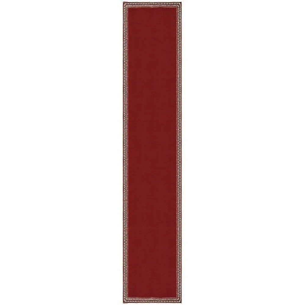 Superion Table Runner 14x90 Embroidered Dark Red Christmas Holiday 4th of July